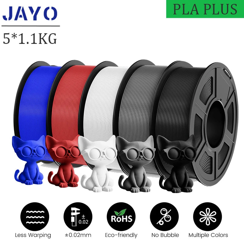 JAYO pla plus Filament 5KG 3D printer filament PLA+ 1.75MM 5Rolls multiple colors optional Neatly Wound for 3D Printer