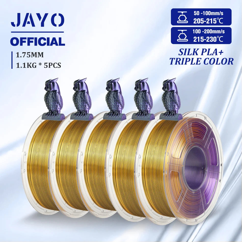 JAYO SILK PLA Filament 1.75mm Dual Colors 3D Printer Filament Coextrusion Silk Triple Color 3D Filament Shiny Multicolor Change