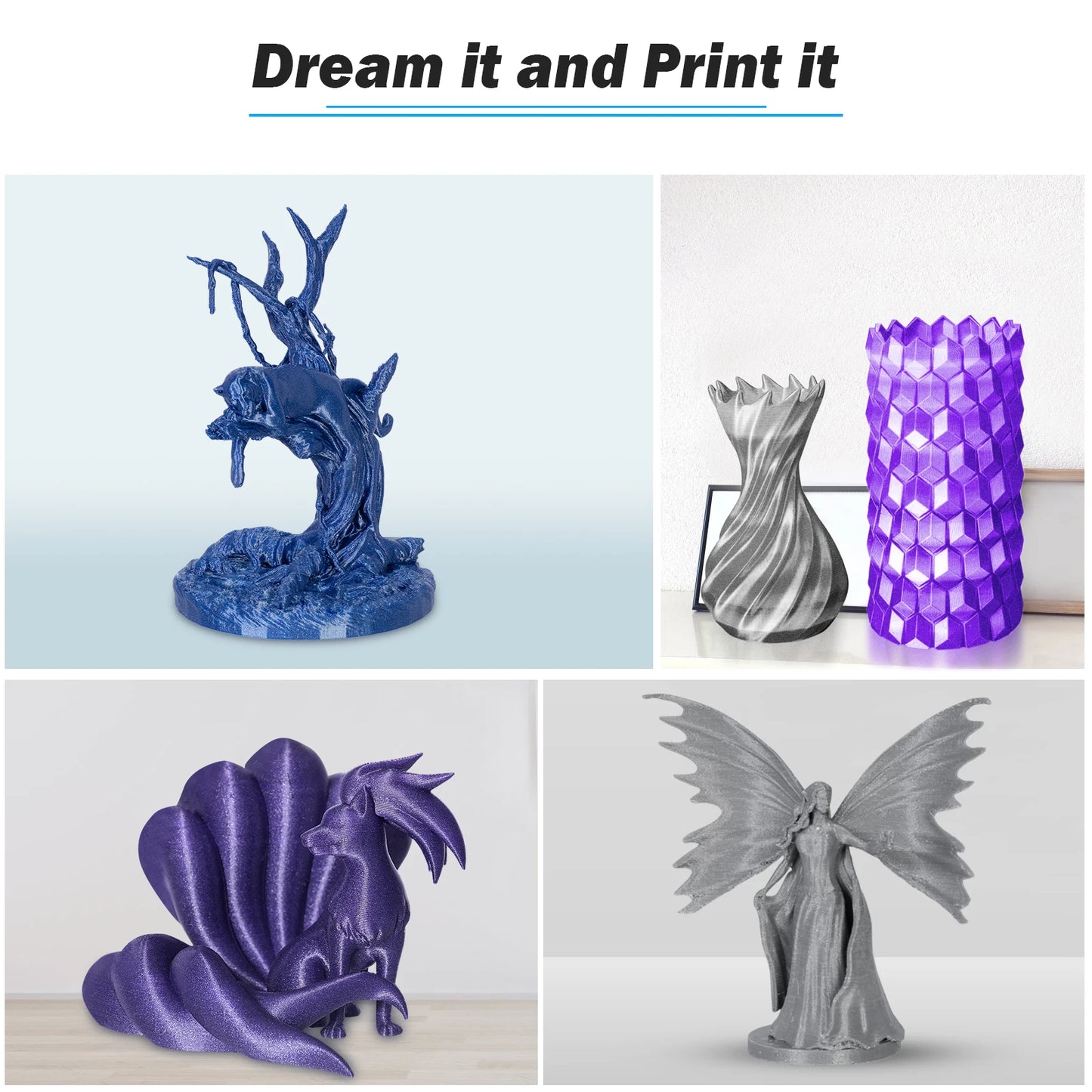 Geeetech Sparkly PLA Filament 1kg 1.75mm 3D Printer Plastic Material, Accuracy 0.03mm, multiple colour, Fit Most FDM Printer