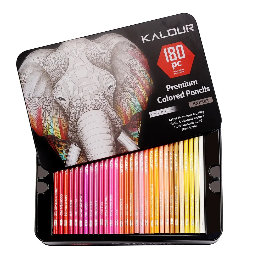 KALOUR 180 Colors Professional Colored Pencils, Metallic Colors Artists Soft Core Ideal for Drawing Sketching Shading for Artist