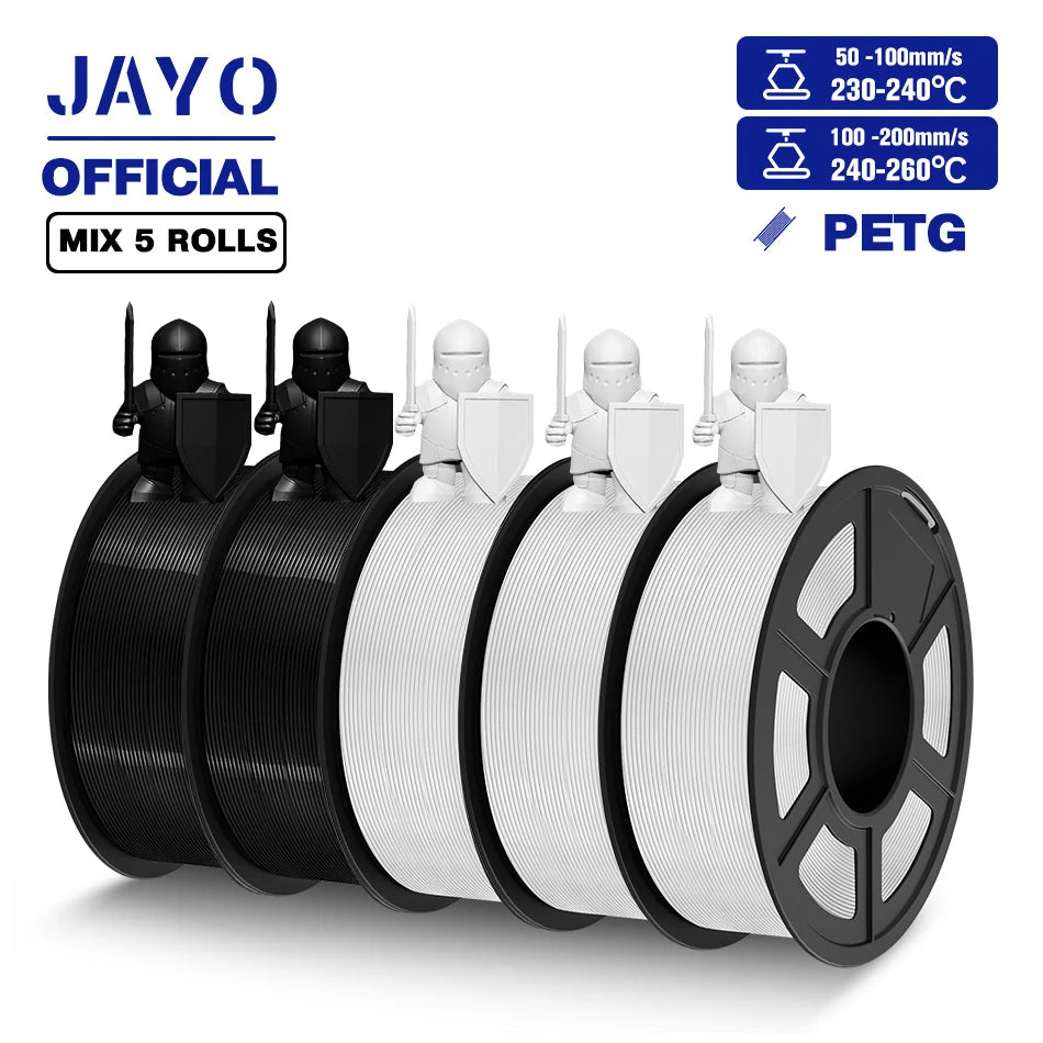 JAYO PETG Filamanet 1.75MM 5Rolls/set 3D Printer Filament PETG Neatly Wound 3D Printing Material For FDM 3D Printer