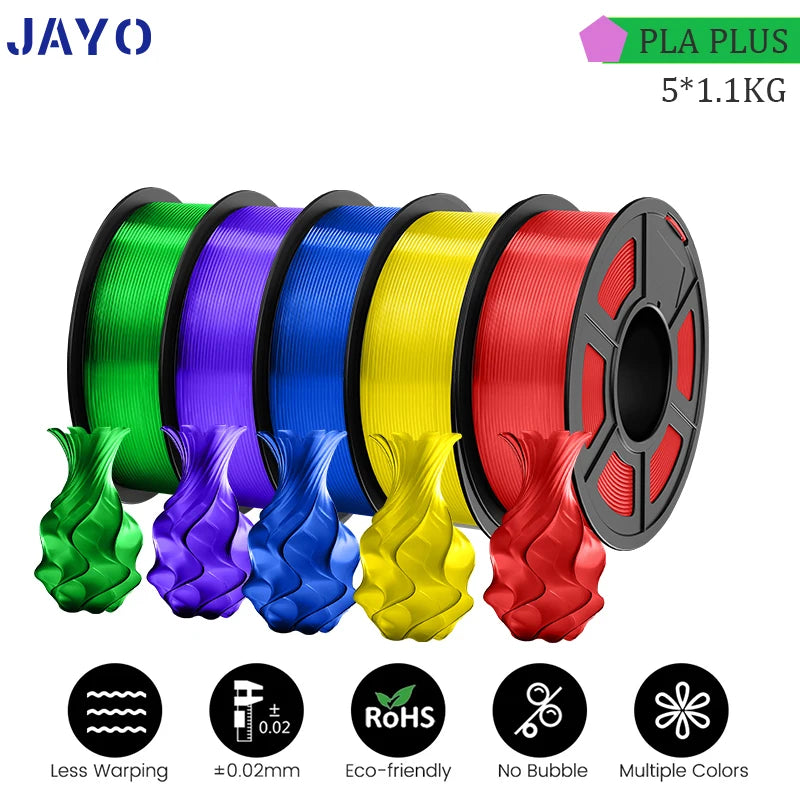 JAYO PLA PLUS 5Rolls 5.5KG 3D Filament 1.75mm  Colorful Printer Filaments For FDM 3D Printer Materials DIY Gift Good Toughness