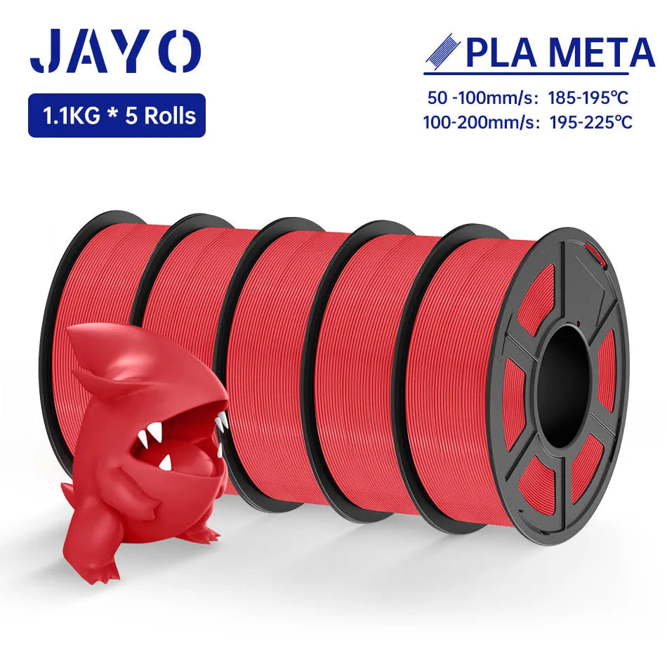 JAYO PLA Meta Filament 5 Rolls 1.75MM PLA 3D Printer Filament Neatly Wound Toughness 1.1KG 3D Printing Materials For FDM