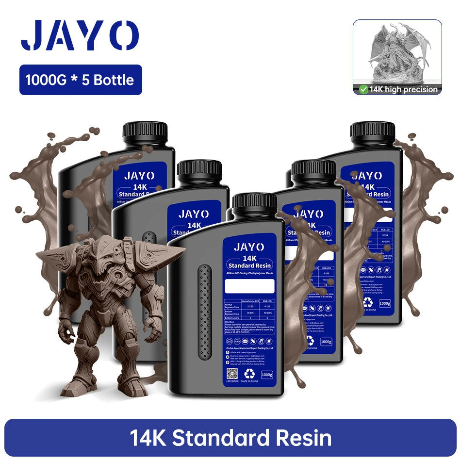 JAYO 3D Printer Resin Standard PLUS/14K Standard /Standard 395-405nm UV Curing Photopolymer Rapid Resin for LCD/DLP 3D Printer