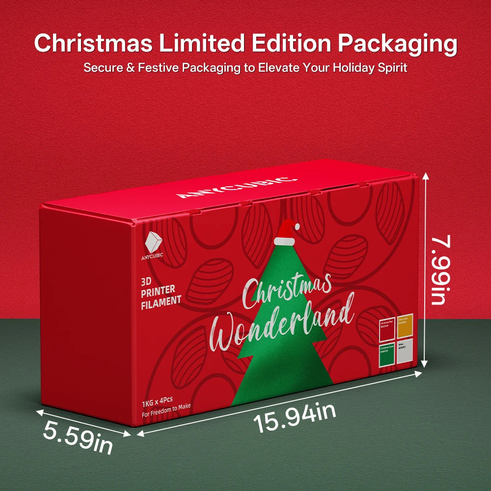 ANYCUBIC Christmas Silk Filament 4KG Bundle Silk 3D Printer Filament Printing Materail Xmas Gift Printing Model Decoration Toy