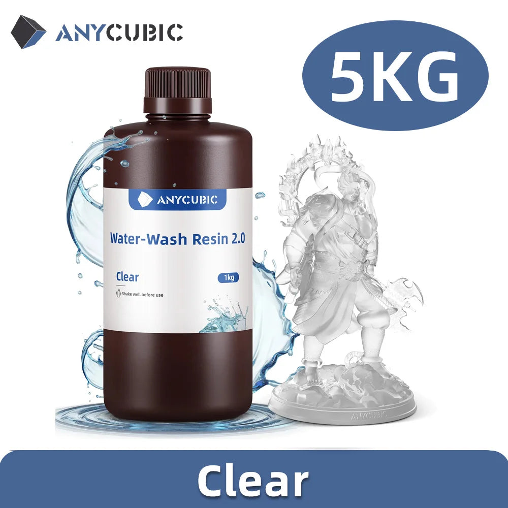 ANYCUBIC 5KG Water-Wash Resin For LCD 3D Printer High Precision Low Odor Low Viscosity 3D Printing Photopolyme