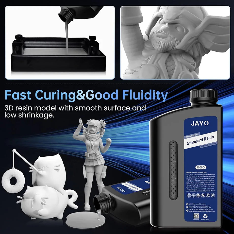 JAYO Standard/Toughness/Plant-based/Like-ABS Resin 2KG 3D Photopolymer UV Curing Resin High Precision 3D Printing Material