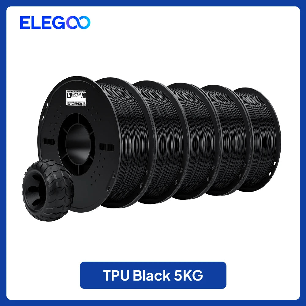 ELEGOO TPU 3D Printer Filament 1.75mm 1kg,95A Shore Hardness Flexible TPU Filament with High Resilience and Elasticity