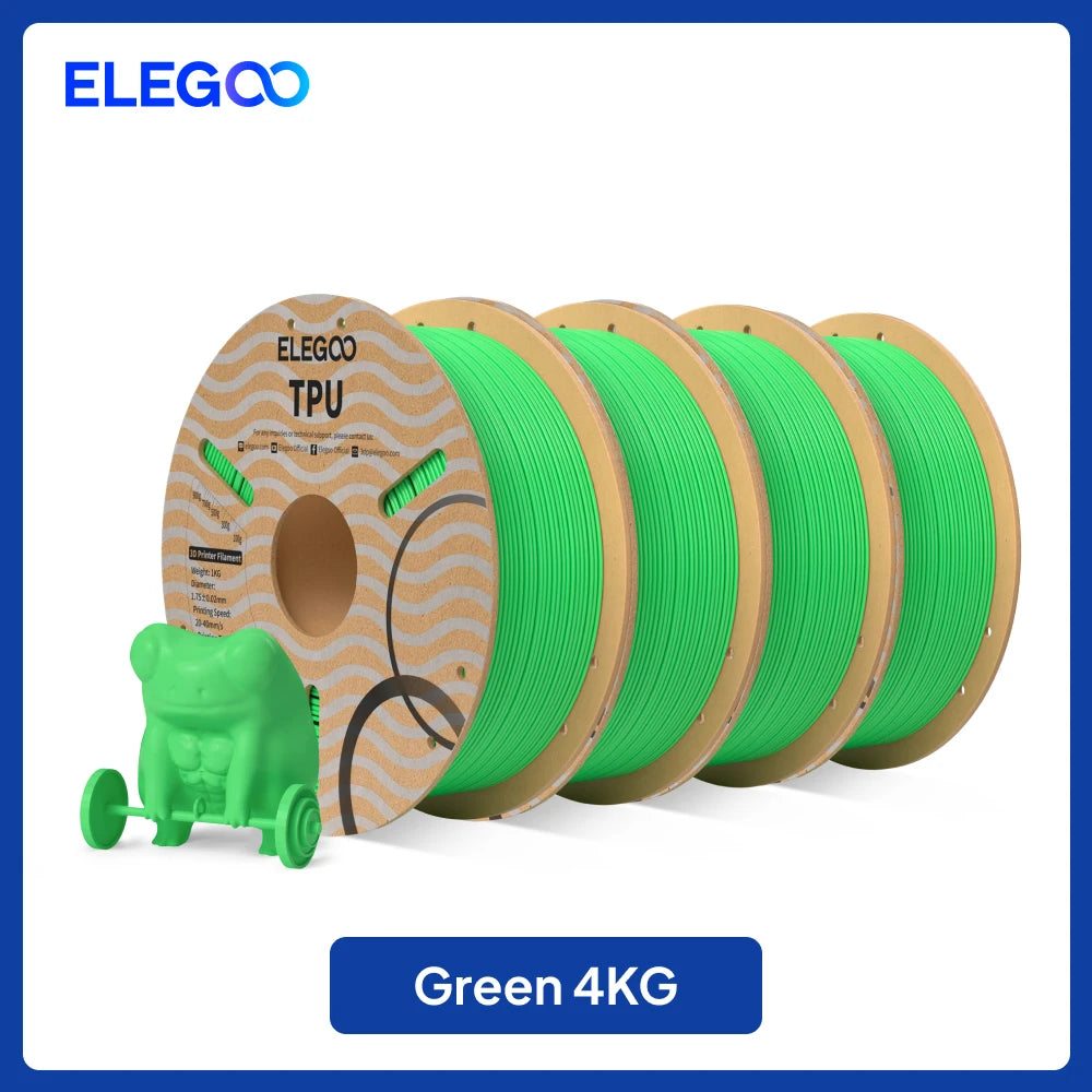 ELEGOO TPU 3D Printer Filament 1.75mm 1kg,95A Shore Hardness Flexible TPU Filament with High Resilience and Elasticity