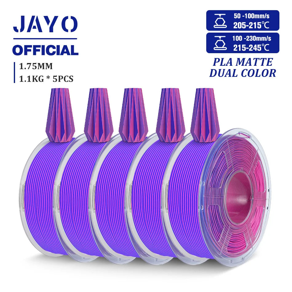 JAYO PLA Matte Dual Color 3D Filament 1.75mm PLA Matte 3D Printer Filament Rolls/Set PLA Filament Smooth Matte