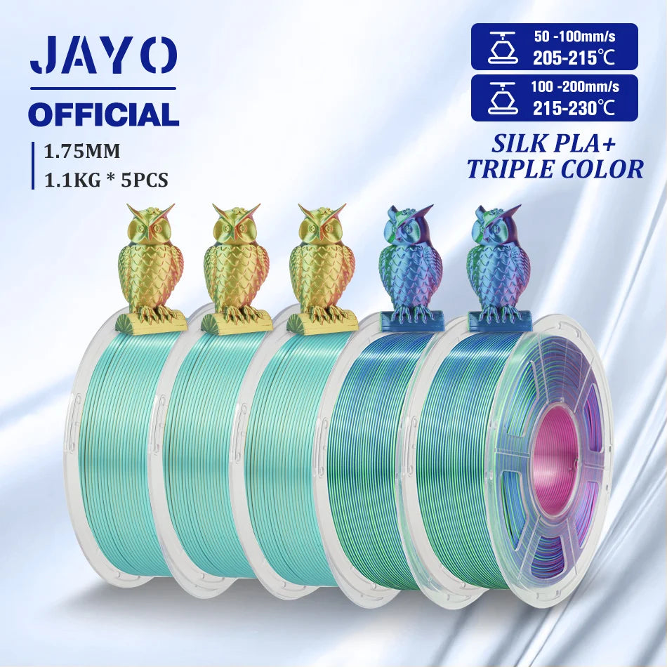 JAYO SILK PLA Filament 1.75mm Dual Colors 3D Printer Filament Coextrusion Silk Triple Color 3D Filament Shiny Multicolor Change