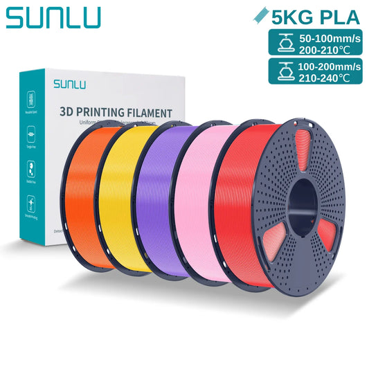 SUNLU 3D PLA Filament 1.75mm 5KG Multicolor Neatly Wound PLA Plastic 3D Filaments with Reusable Spool for Most FDM 3D Printer