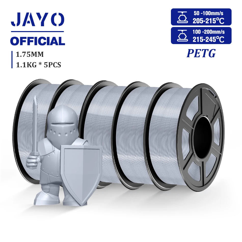 JAYO PETG Filamanet 1.75MM 5Rolls/set 3D Printer Filament PETG Neatly Wound 3D Printing Material For FDM 3D Printer
