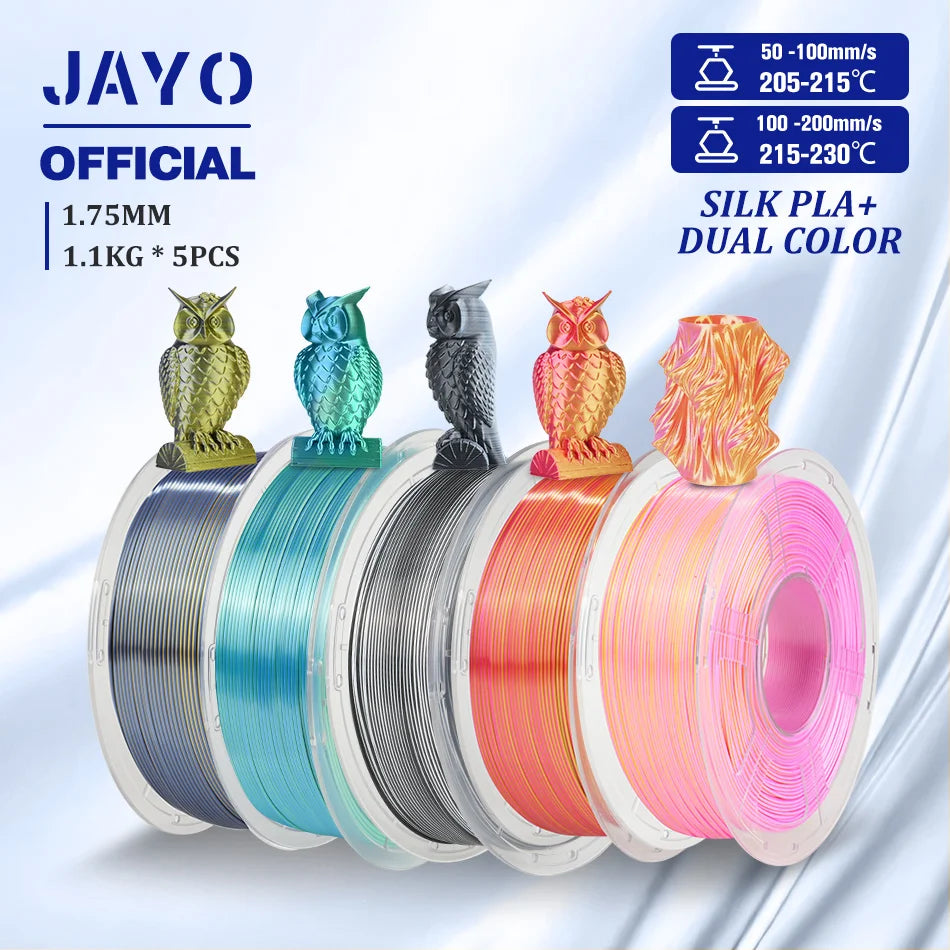 JAYO SILK PLA Filament 1.75mm Dual Colors 3D Printer Filament Coextrusion Silk Triple Color 3D Filament Shiny Multicolor Change