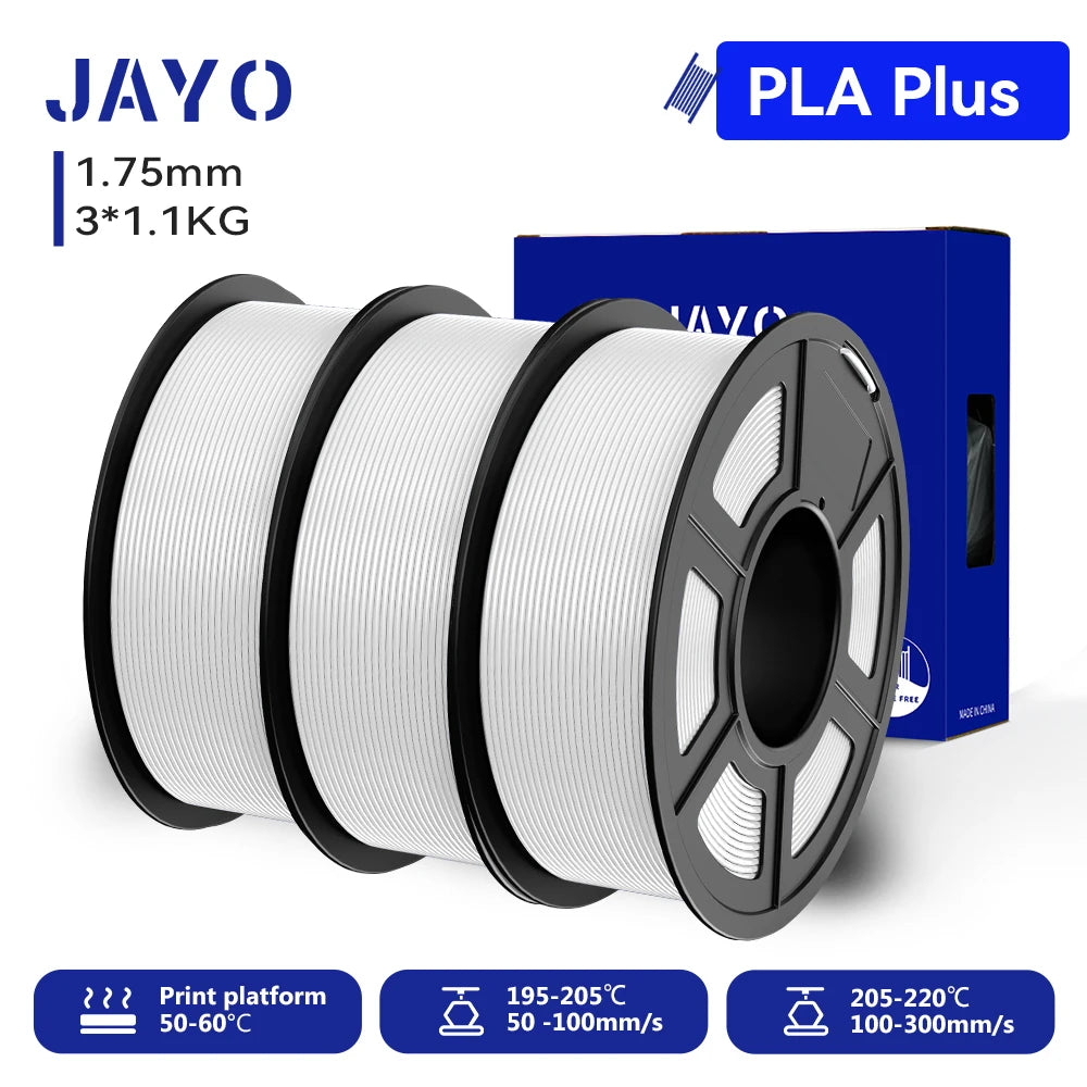 JAYO 3D PETG/PLA/PLA PLUS Printer Filament 1.75mm 3rolls 100% No Bubble non-toxic 3D Printing Materials for 3D Printer&3D Pen