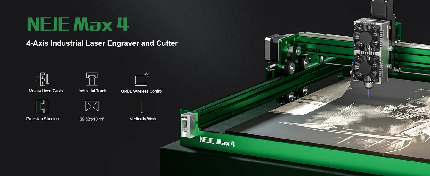 NEJE 4 MAX E80 120W DIY Industrial 4-Axis CNC Laser Engraver Plotter Wood Cutter 3D Printer Router Metal Engraving Tool