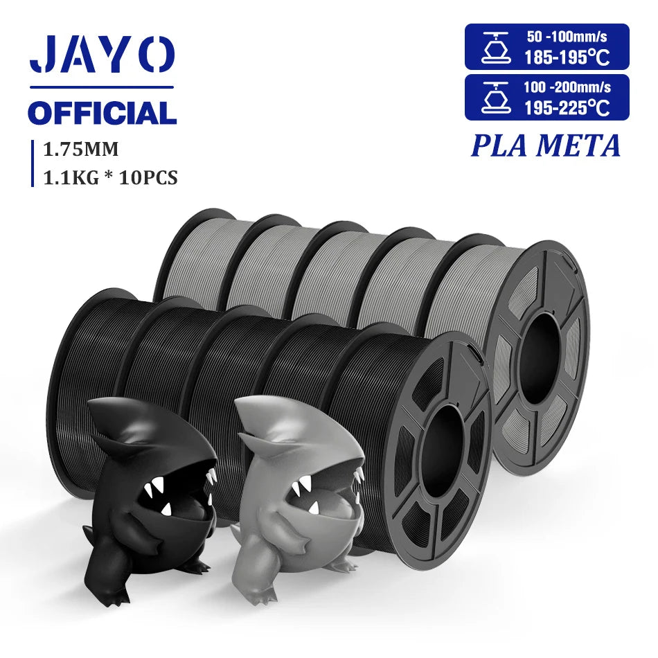 JAYO PLA Meta 3D Printer Filament 1.75mm High Flow PLA 3D Filament 1.1KG*10Rolls Neatly Wound 3D Printing Filament Fit Most FDM