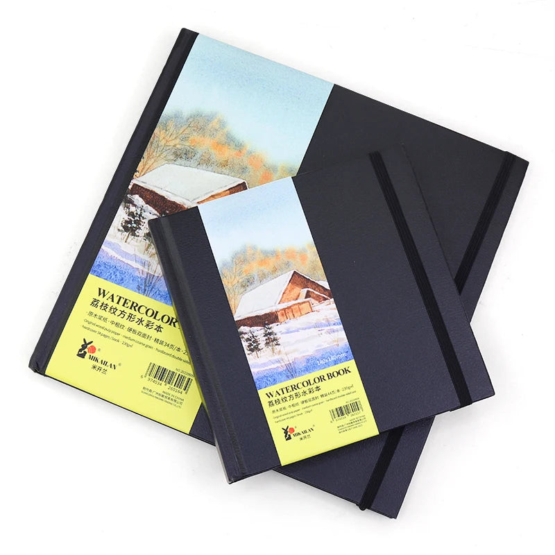 MIKAILAN  Square Watercolor Book Medium Coarse Grain 230g Wood Cotton Water Color Paper For Student Artist Draw Art Supplies
