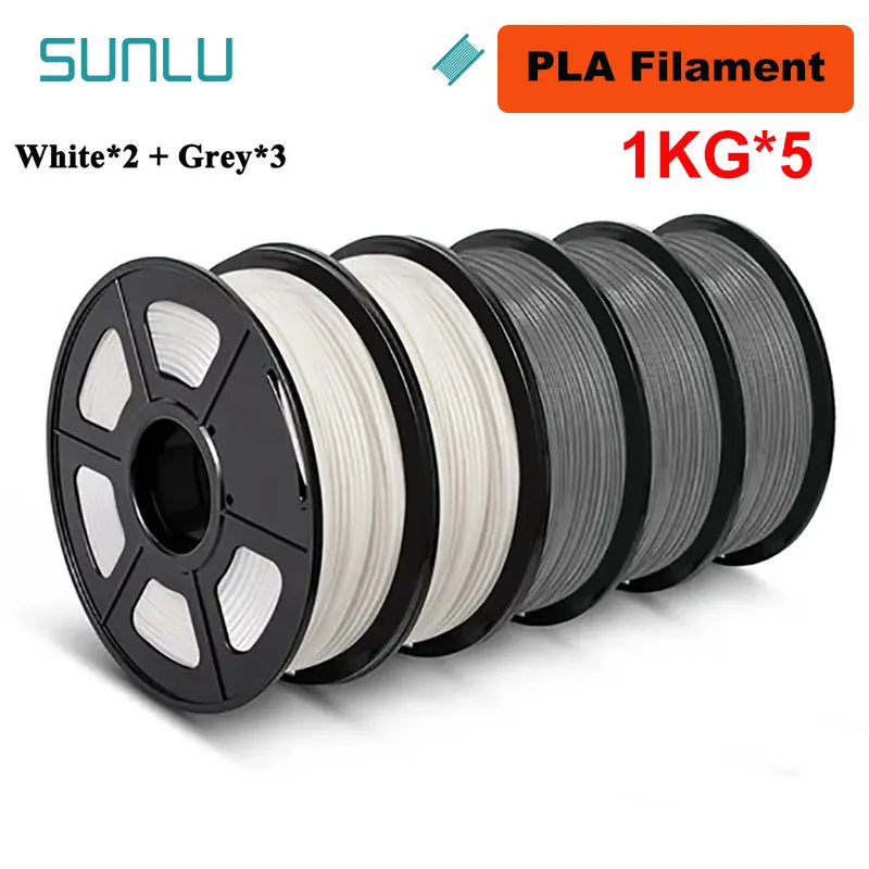 SUNLU 5KG 3D Filament PLA/PLA PLUS/PETG/ABS Filamnet 1.75mm 5Roll 1KG Neatly Wound 3D Printer Filament for 3D Printer
