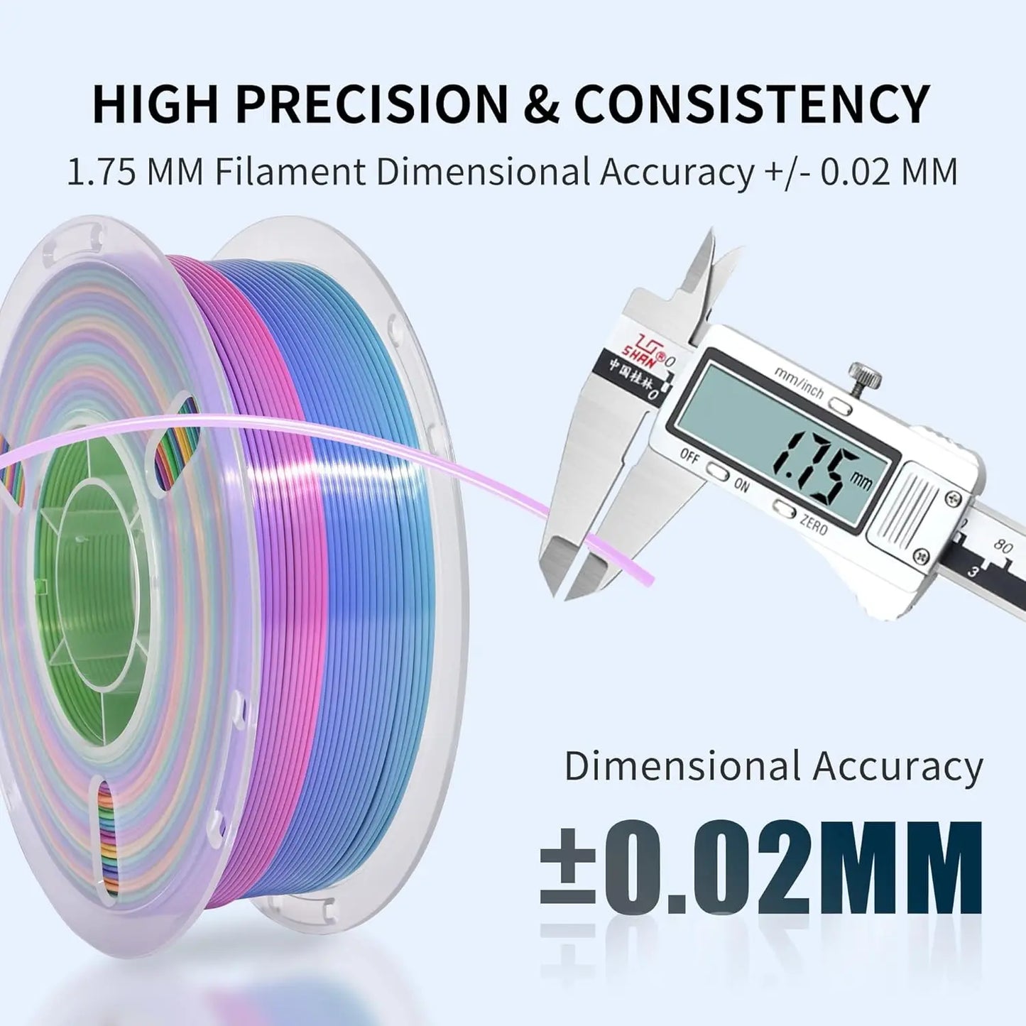 4 Colors Rainbow Silk PLA Filament Bundle Fast Color Change 3D PLA Filament Neatly Wound, 1.75mm 1kg(2.2lb) X4PCS, Candy