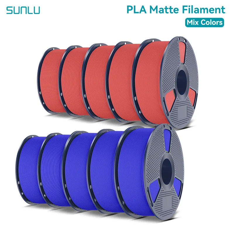 SUNLU PLA Matte 3D Filament 1.75mm Frosted Texture Neatly Wound Multicolor Matte Pla Filament For Most FDM 3D Printer 10KG