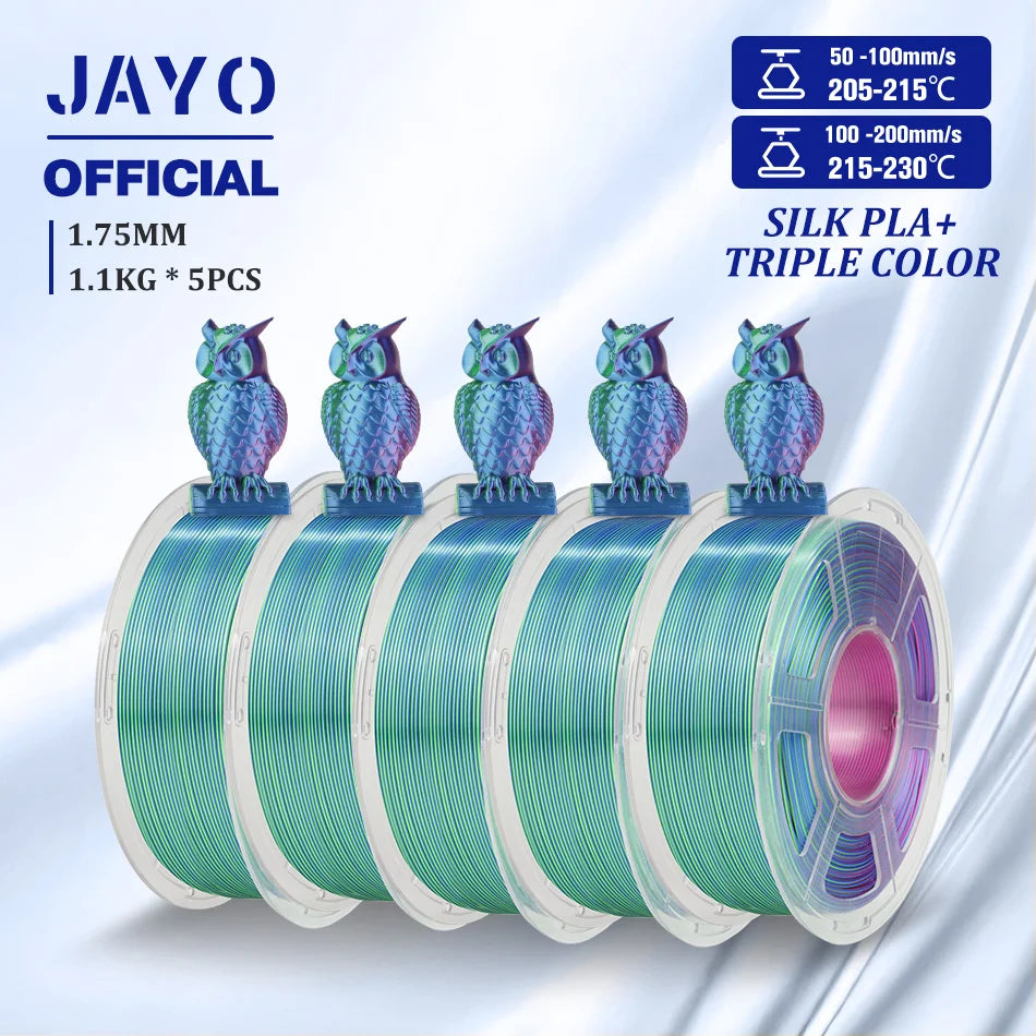 JAYO SILK PLA Filament 1.75mm Dual Colors 3D Printer Filament Coextrusion Silk Triple Color 3D Filament Shiny Multicolor Change