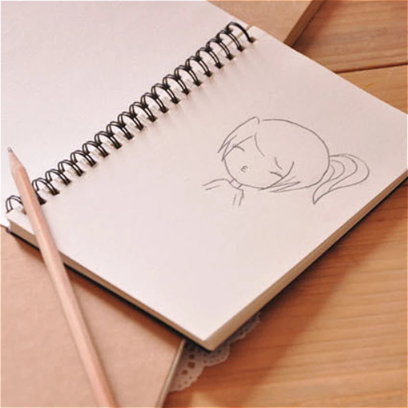 2 Packs Blank Spiral Notebook, Soft Cover, Sketch Book, 100 Pages / 50 Sheets, 7.5 Inch X 5.1 Inch, 100 GSM