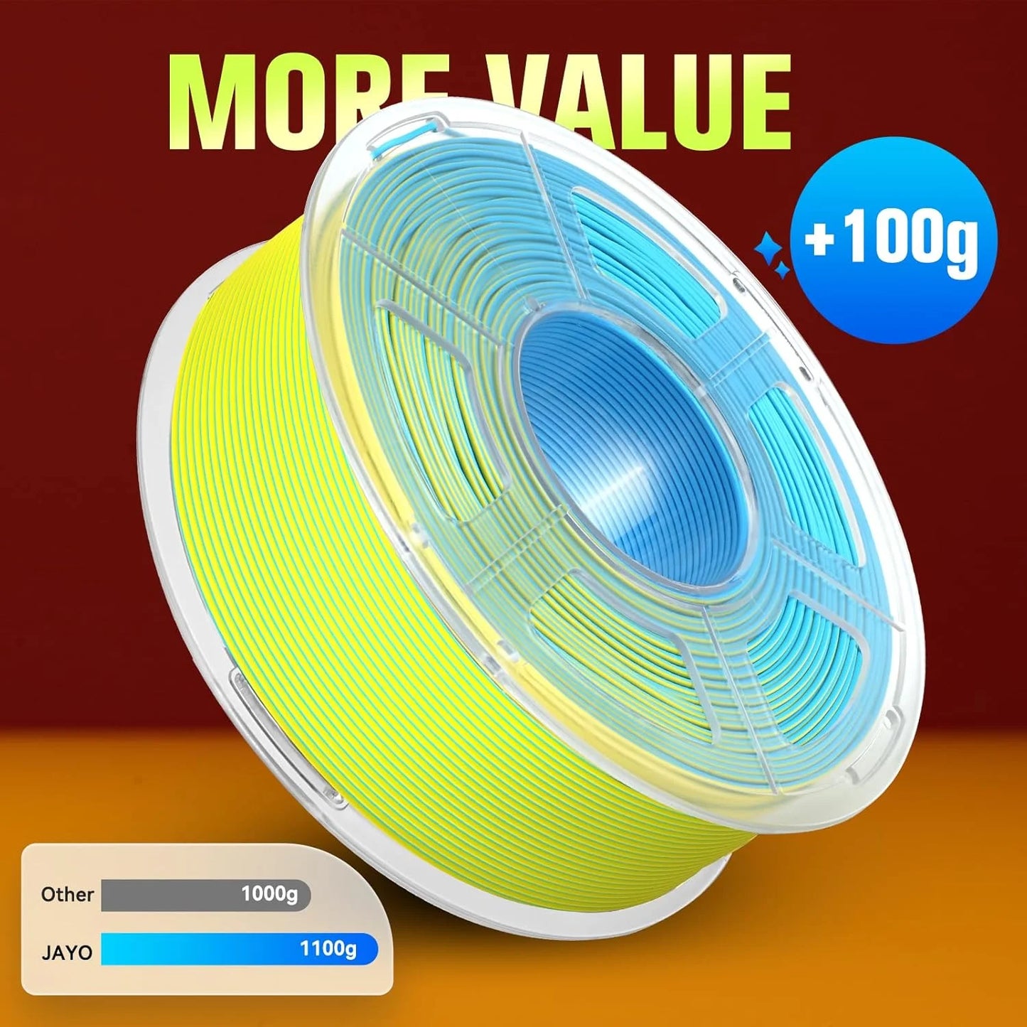 JAYO Dual Color Matte PLA Printer Filament 1.75mm Neatly Wound PLA Filament with Matte Finish Print with 99% FDM 3D Printer