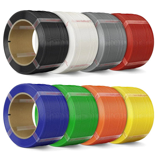 PLA Filament 1.75mm Refill - 8 Color Sampler, 250g Each, for Reusable Spools and Smooth Printing