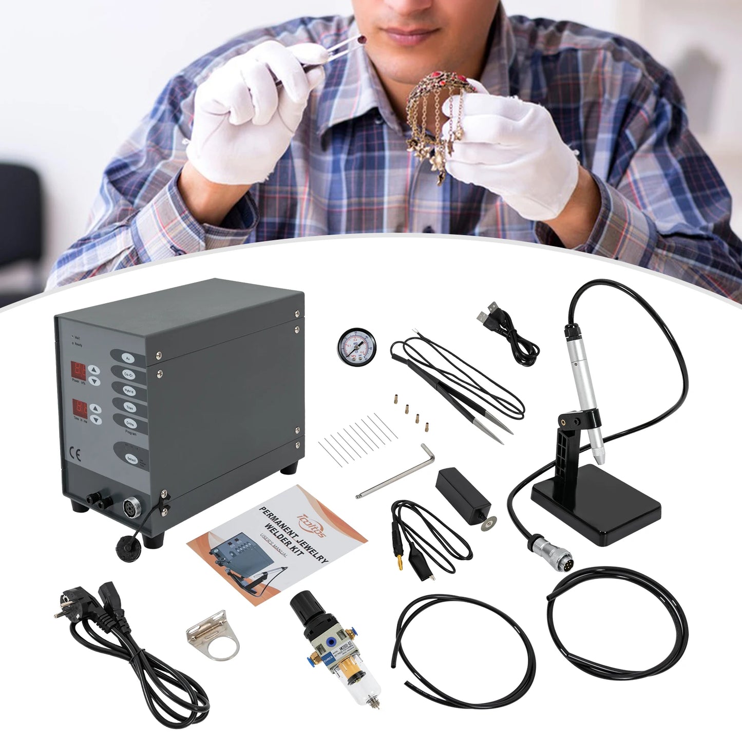 100W Welding Machine Jewelry Welding Machine Permanent Jewelry Welder Kit, Jewelry Welding Machine W/2 Lcd Screens