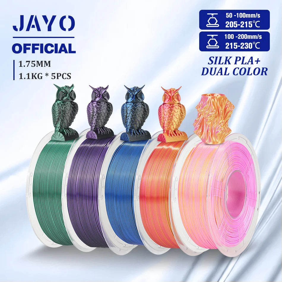 JAYO SILK PLA Filament 1.75mm Dual Colors 3D Printer Filament Coextrusion Silk Triple Color 3D Filament Shiny Multicolor Change