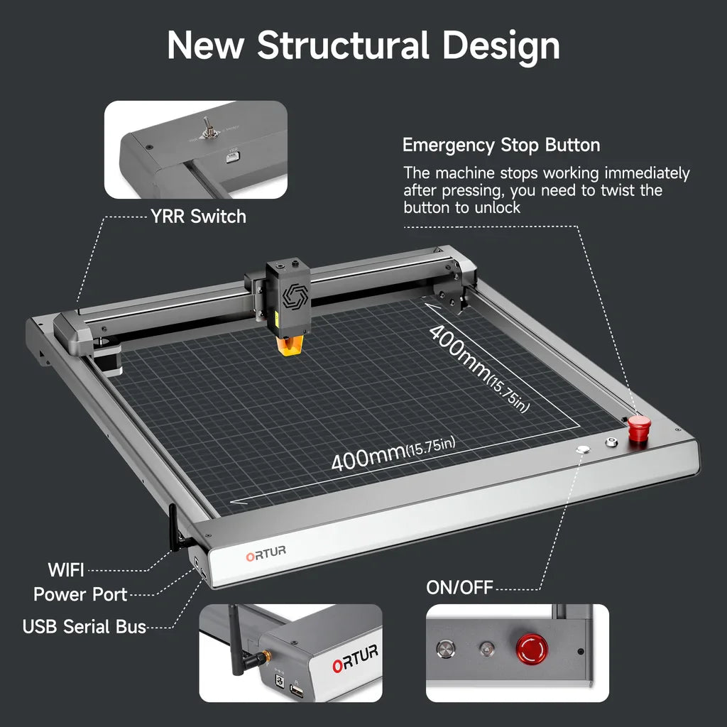 ORTUR 40*85cm Laser Master 3 Engraver Cutter with Rotary Roller Air Assist Set App Offline CNC Wood Cutting Engravging Machine