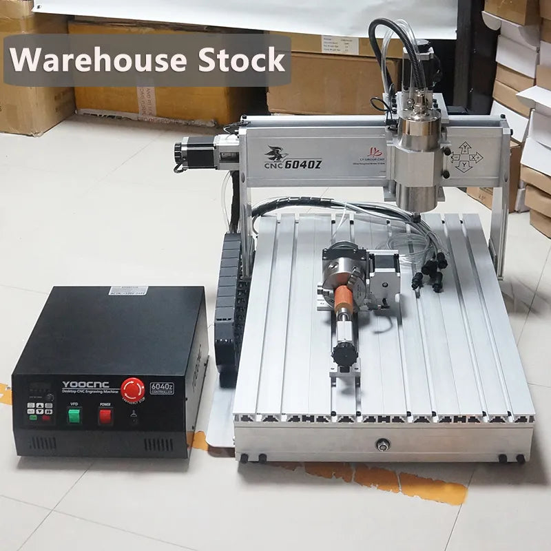 4 Axis CNC Router 6040 3040 8060 USB Port Milling Engraving Machine with Limit Switch for DIY Wood PCB PVC Acrylic Metal Carving