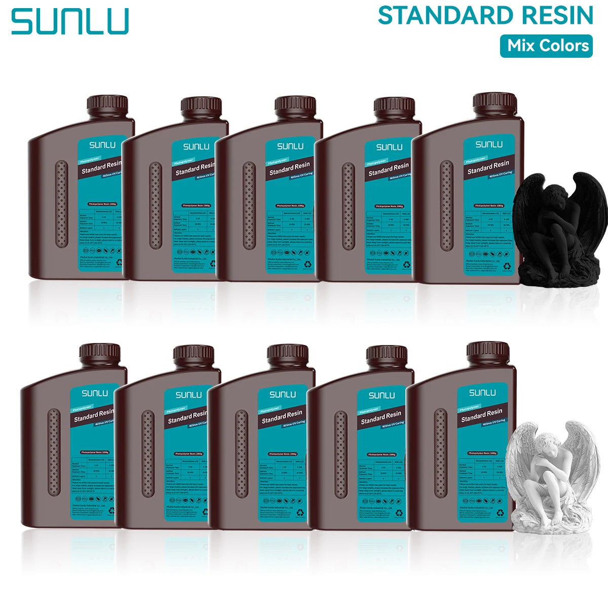 SUNLU Standard 3D Printer Resin 10KG 405nm Low Odor High Precision Photopolymer UV Resin For Most LCD 3D Printing Material