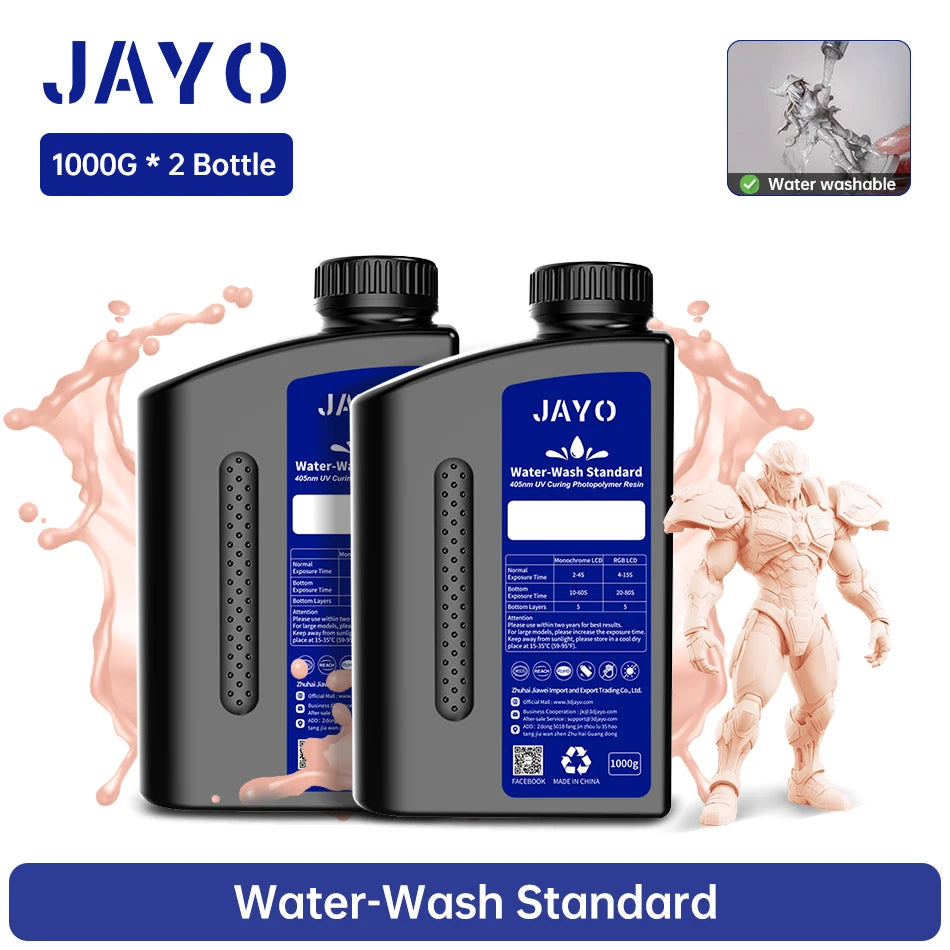 JAYO Standard/Toughness/Plant-based/Like-ABS Resin 2KG 3D Photopolymer UV Curing Resin High Precision 3D Printing Material
