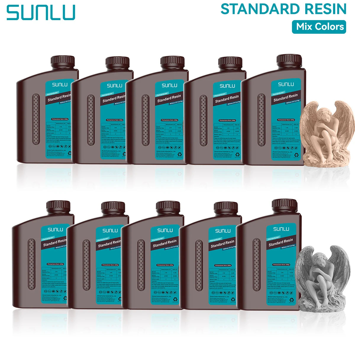 SUNLU Standard 3D Printer Resin 10KG 405nm Low Odor High Precision Photopolymer UV Resin For Most LCD 3D Printing Material