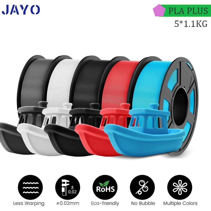 JAYO PLA PLUS 5Rolls 5.5KG 3D Filament 1.75mm  Colorful Printer Filaments For FDM 3D Printer Materials DIY Gift Good Toughness