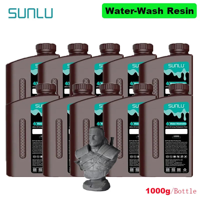 SUNLU 10KG Water Washable / Water Washable ABS Resin 1000G/Bottle 405nm Rapid UV-Curing Photopolymer Resin For LCD 3D Print