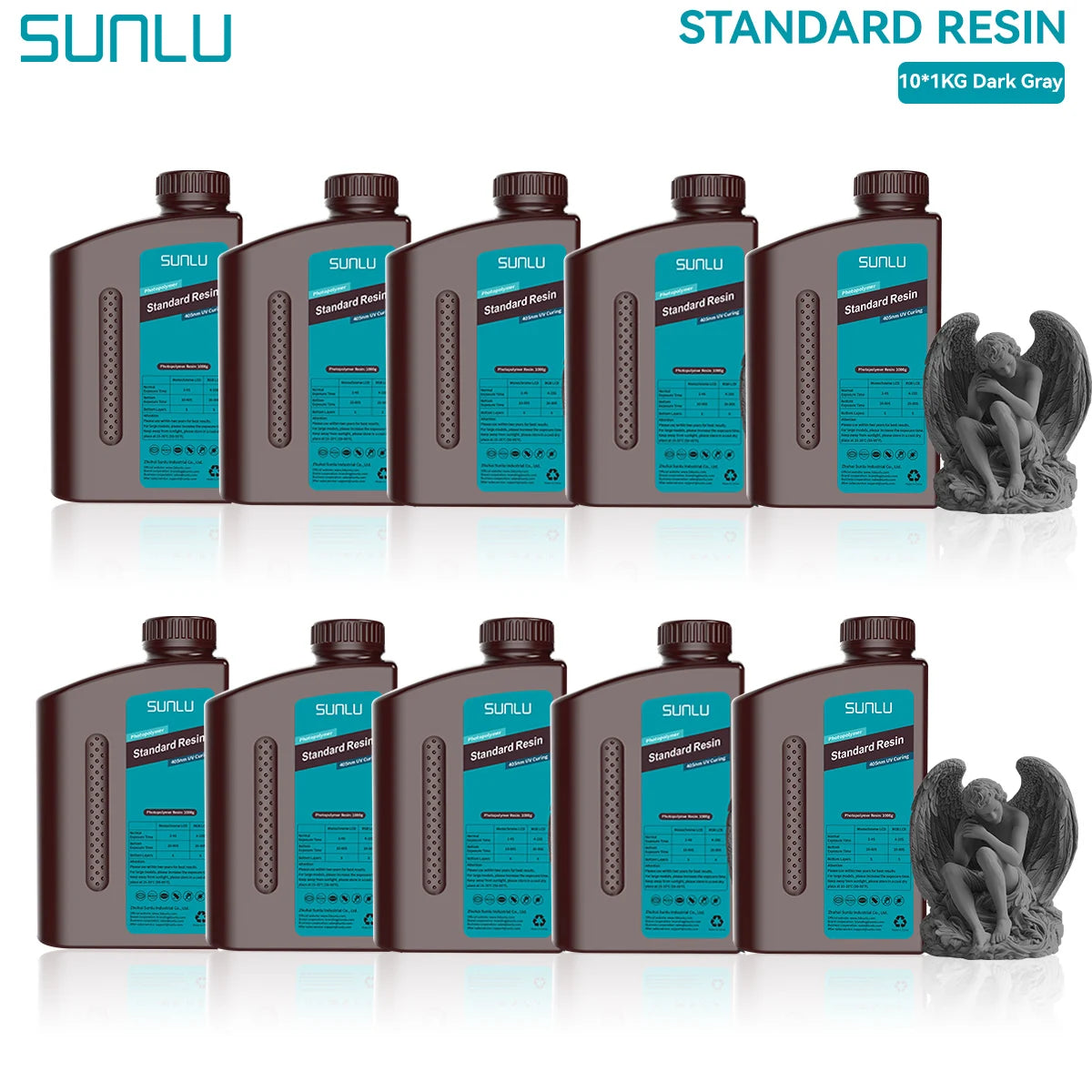 SUNLU Standard 3D Printer Resin 10KG 405nm Low Odor High Precision Photopolymer UV Resin For Most LCD 3D Printing Material