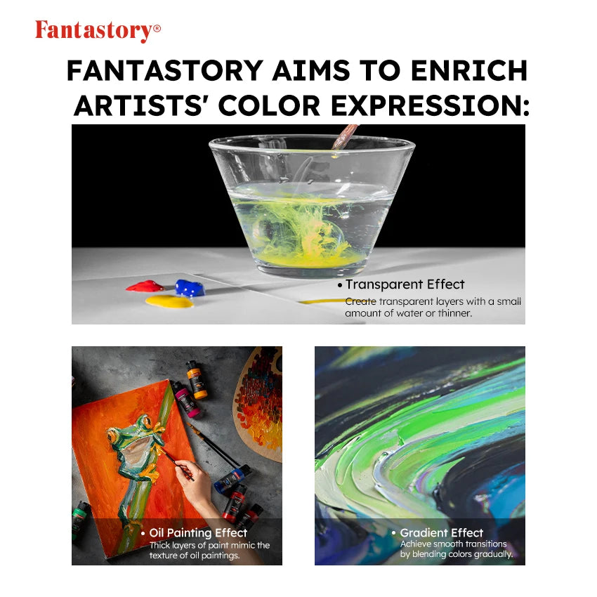 28 Classic Colors Acrylic Paint Set with Professional Craft Paint & 12 Brushes