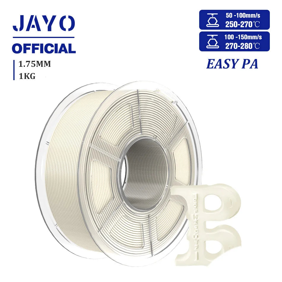 JAYO PA Nylon Filament 1.75mm PA6-CF/PA6-GF/PA12-CF/Easy PA Nylon 3D Printer Filament Superior Toughness 1KG/Roll