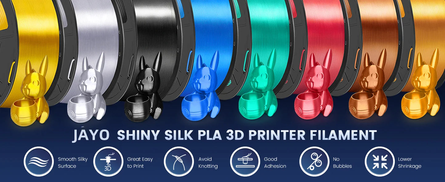 JAYO 3D Silk Pla Plus/ Dual/Triple Colors SILK 3D Printer Filament 1.75mm SILK Rabinbow 1.1kg/roll 3D Printing Materials