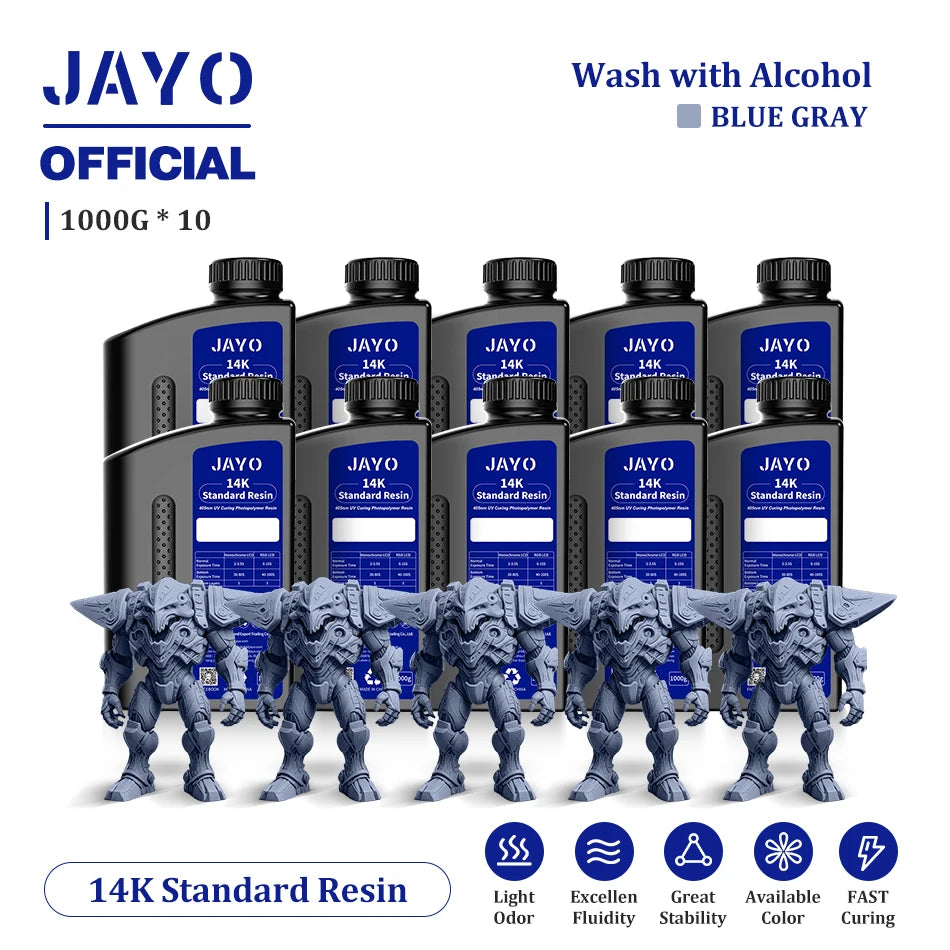 JAYO 10 Bottles 3D Resin Standard Fast Curing Standard/ 14K Standard/ Standard Plus 3D Resin for LCD DLP SLA Resin 3D Printer