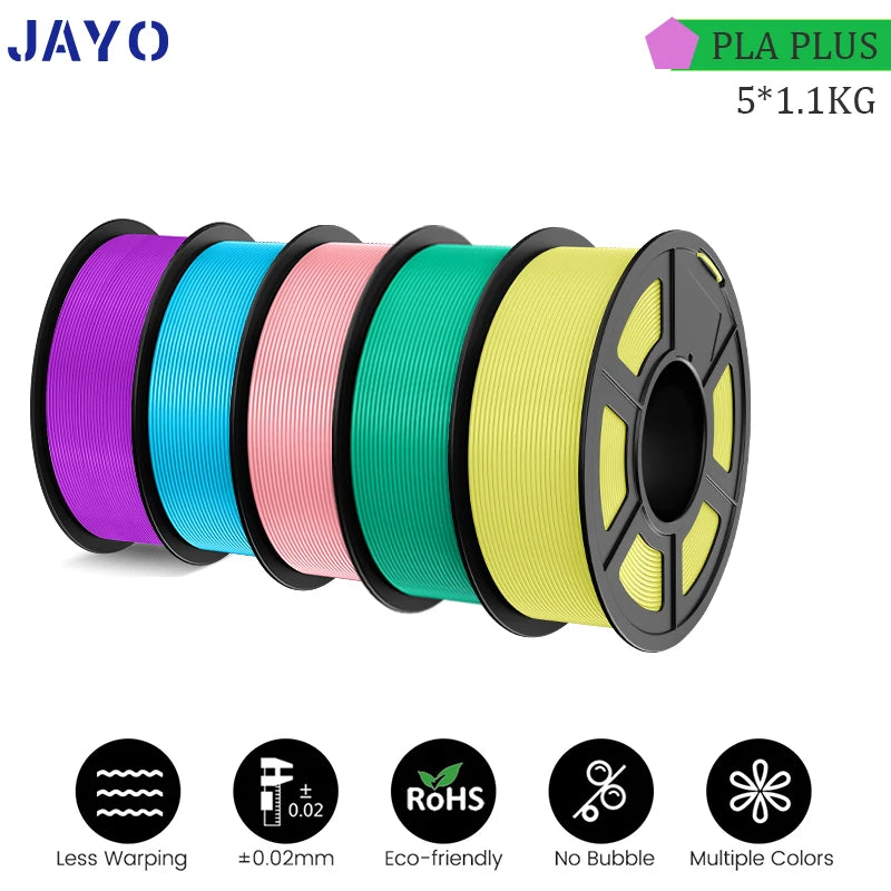 JAYO PLA PLUS 5Rolls 5.5KG 3D Filament 1.75mm  Colorful Printer Filaments For FDM 3D Printer Materials DIY Gift Good Toughness