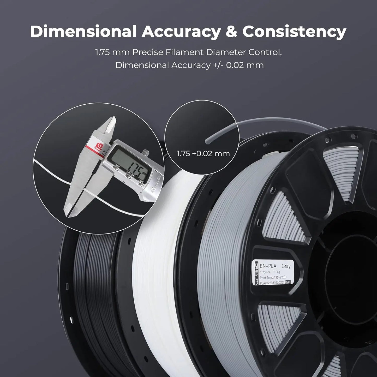 3D Printer Filament, PLA Filament 1.75mm Bundle 2kg for 3D Printing, Ender PLA Filament No-Tangling, Strong Bonding