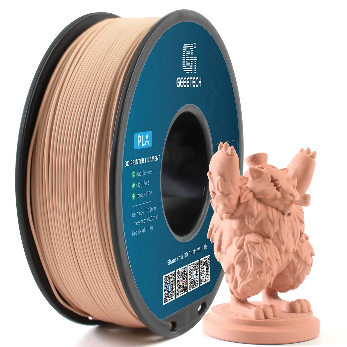 GEEETECH 10Kg 3d Matte PLA Filament 1.75mm Spool Wire For 3D Printer Material,Safety, Vacuum packaging