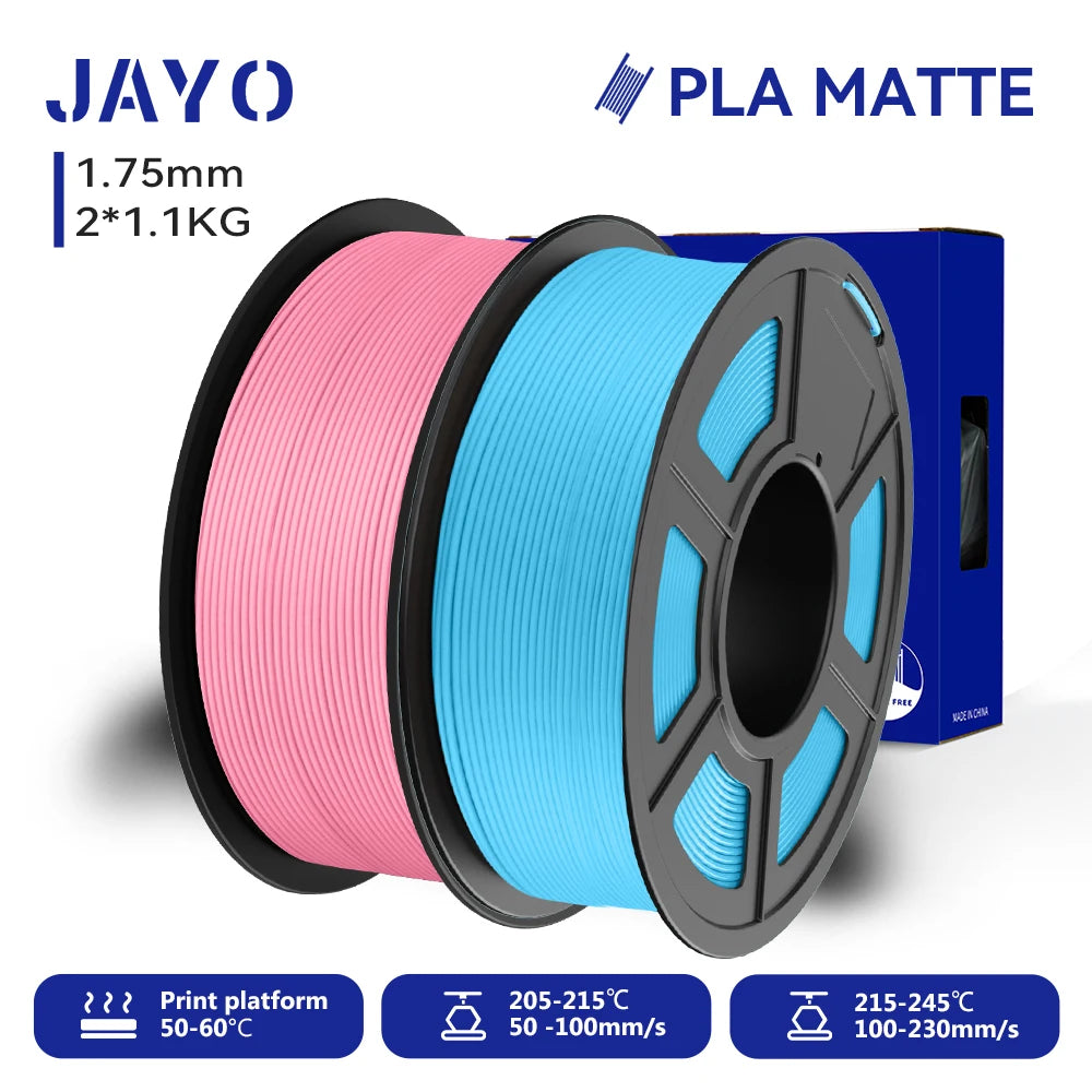 JAYO 2Rolls 3D PLA Matte /Dual Color Matte PLA Printer Filament 1.75mm Neatly Wound & Matte Finish Print with 99% FDM 3D Printer