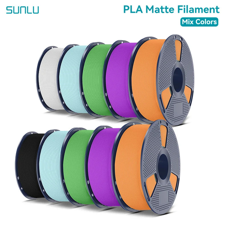 SUNLU PLA Matte 3D Filament 1.75mm Frosted Texture Neatly Wound Multicolor Matte Pla Filament For Most FDM 3D Printer 10KG