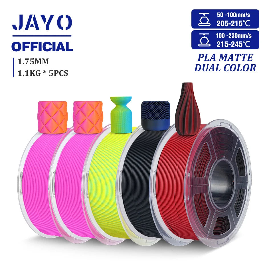 JAYO PLA Matte Dual Color 3D Filament 1.75mm PLA Matte 3D Printer Filament Rolls/Set PLA Filament Smooth Matte