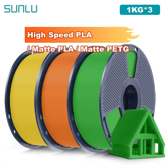 SUNLU 3KG High Speed PLA/Matte PLA/Matte PETG Filament 1.75mm 1kg Spool Neatly Wound Filament Fit Most FDM 3D Printers